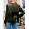 image:imageCicy Bell Womens Velvet Babydoll Tops Puff Sleeve Lace Ruffle Flowy BlousesArmy Green