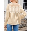 image:imageCicy Bell Womens Velvet Babydoll Tops Puff Sleeve Lace Ruffle Flowy BlousesBeige