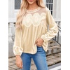 image:imageCicy Bell Womens Velvet Babydoll Tops Puff Sleeve Lace Ruffle Flowy BlousesBeige