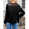 image:imageCicy Bell Womens Velvet Babydoll Tops Puff Sleeve Lace Ruffle Flowy BlousesBlack