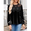 image:imageCicy Bell Womens Velvet Babydoll Tops Puff Sleeve Lace Ruffle Flowy BlousesBlack