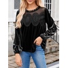 image:imageCicy Bell Womens Velvet Babydoll Tops Puff Sleeve Lace Ruffle Flowy BlousesBlack