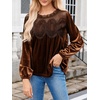 image:imageCicy Bell Womens Velvet Babydoll Tops Puff Sleeve Lace Ruffle Flowy BlousesBrown