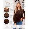 image:imageCicy Bell Womens Velvet Babydoll Tops Puff Sleeve Lace Ruffle Flowy BlousesBrown