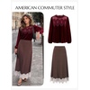 image:imageCicy Bell Womens Velvet Babydoll Tops Puff Sleeve Lace Ruffle Flowy BlousesCaramel