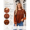 image:imageCicy Bell Womens Velvet Babydoll Tops Puff Sleeve Lace Ruffle Flowy BlousesCaramel