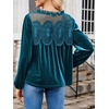 image:imageCicy Bell Womens Velvet Babydoll Tops Puff Sleeve Lace Ruffle Flowy BlousesLake Blue