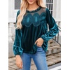 image:imageCicy Bell Womens Velvet Babydoll Tops Puff Sleeve Lace Ruffle Flowy BlousesLake Blue
