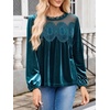 image:imageCicy Bell Womens Velvet Babydoll Tops Puff Sleeve Lace Ruffle Flowy BlousesLake Blue