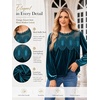image:imageCicy Bell Womens Velvet Babydoll Tops Puff Sleeve Lace Ruffle Flowy BlousesLake Blue