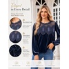 image:imageCicy Bell Womens Velvet Babydoll Tops Puff Sleeve Lace Ruffle Flowy BlousesNavy