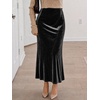 image:imageCicy Bell Womens Velvet Maxi Skirt Fall High Waisted ALine Long SkirtsBlack