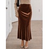 image:imageCicy Bell Womens Velvet Maxi Skirt Fall High Waisted ALine Long SkirtsBrown