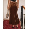 image:imageCicy Bell Womens Velvet Maxi Skirt Fall High Waisted ALine Long SkirtsBrown