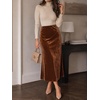 image:imageCicy Bell Womens Velvet Maxi Skirt Fall High Waisted ALine Long SkirtsBrown