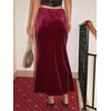 image:imageCicy Bell Womens Velvet Maxi Skirt Fall High Waisted ALine Long SkirtsBurgundy