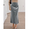 image:imageCicy Bell Womens Velvet Maxi Skirt Fall High Waisted ALine Long SkirtsGrey