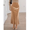 image:imageCicy Bell Womens Velvet Maxi Skirt Fall High Waisted ALine Long SkirtsKhaki