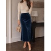 image:imageCicy Bell Womens Velvet Maxi Skirt Fall High Waisted ALine Long SkirtsNavy