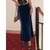 image:imageCicy Bell Womens Velvet Maxi Skirt Fall High Waisted ALine Long SkirtsNavy
