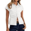 image:imageCicy Bell Womens Summer Button Down Shirts Short Sleeve Petite Blouses TopsWhite