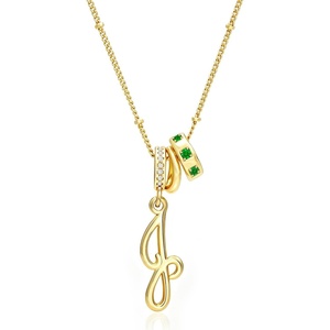 image:imageCicy Bell Initial Necklace for Women 18K Gold Plated Pendant NecklacesGold J