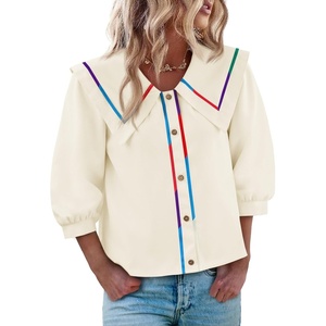 image:imageCicy Bell Womens Floral Button Down Shirts Casual 34 Sleeve BlousesBeige