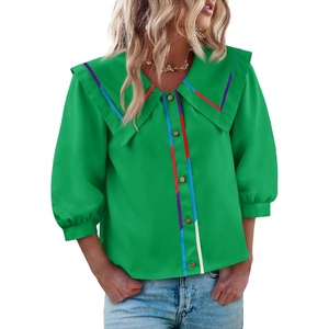 image:imageCicy Bell Womens Floral Button Down Shirts Casual 34 Sleeve BlousesGreen