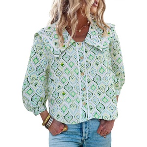 image:imageCicy Bell Womens Floral Button Down Shirts Casual 34 Sleeve BlousesLight Green