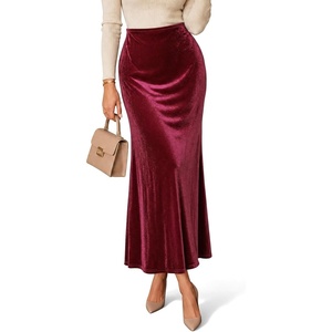 image:imageCicy Bell Womens Velvet Maxi Skirt Fall High Waisted ALine Long SkirtsBurgundy