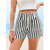 image:imageCicy Bell Womens Summer Striped Shorts High Waisted Jorts Wide Leg JeansBlack