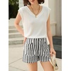image:imageCicy Bell Womens Summer Striped Shorts High Waisted Jorts Wide Leg JeansBlack