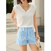 image:imageCicy Bell Womens Summer Striped Shorts High Waisted Jorts Wide Leg JeansBlue