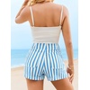 image:imageCicy Bell Womens Summer Striped Shorts High Waisted Jorts Wide Leg JeansBlue