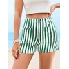 image:imageCicy Bell Womens Summer Striped Shorts High Waisted Jorts Wide Leg JeansGreen