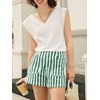 image:imageCicy Bell Womens Summer Striped Shorts High Waisted Jorts Wide Leg JeansGreen