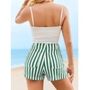 image:imageCicy Bell Womens Summer Striped Shorts High Waisted Jorts Wide Leg JeansGreen