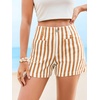 image:imageCicy Bell Womens Summer Striped Shorts High Waisted Jorts Wide Leg JeansOrange