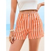 image:imageCicy Bell Womens Summer Striped Shorts High Waisted Jorts Wide Leg JeansPinkorange