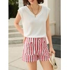 image:imageCicy Bell Womens Summer Striped Shorts High Waisted Jorts Wide Leg JeansRed