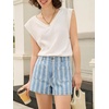 image:imageCicy Bell Womens Summer Striped Shorts High Waisted Jorts Wide Leg JeansStyle Blight Blue