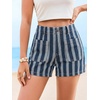 image:imageCicy Bell Womens Summer Striped Shorts High Waisted Jorts Wide Leg JeansStyle Bnavy
