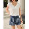 image:imageCicy Bell Womens Summer Striped Shorts High Waisted Jorts Wide Leg JeansStyle Bnavy