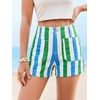 image:imageCicy Bell Womens Summer Striped Shorts High Waisted Jorts Wide Leg JeansStyle Cgreen