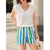 image:imageCicy Bell Womens Summer Striped Shorts High Waisted Jorts Wide Leg JeansStyle Cgreen
