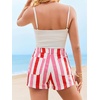 image:imageCicy Bell Womens Summer Striped Shorts High Waisted Jorts Wide Leg JeansStyle Cpink