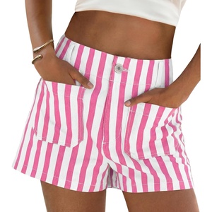 image:imageCicy Bell Womens Summer Striped Shorts High Waisted Jorts Wide Leg JeansPink