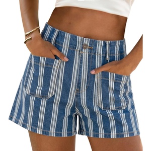 image:imageCicy Bell Womens Summer Striped Shorts High Waisted Jorts Wide Leg JeansStyle Bblue