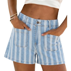 image:imageCicy Bell Womens Summer Striped Shorts High Waisted Jorts Wide Leg JeansStyle Blight Blue