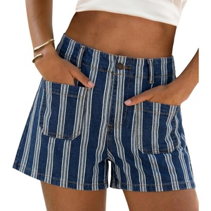 image:imageCicy Bell Womens Summer Striped Shorts High Waisted Jorts Wide Leg JeansStyle Bnavy